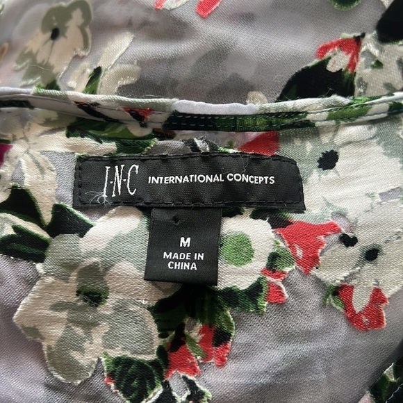 INC International Concepts Floral Print Sheer Long Sleeves Blouse Size M - Picture 9 of 13